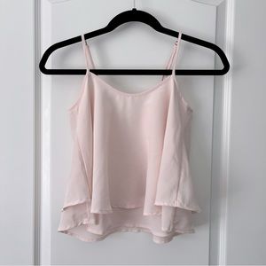 Hollister Light Pink Flowy Spaghetti Adjustable Straps Layered Cropped Camisole